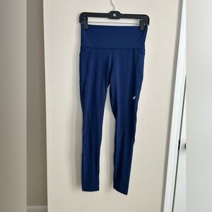 ASICS Navy Blue High Rise Athletic Running Tights Leggings Mesh Panels Size S